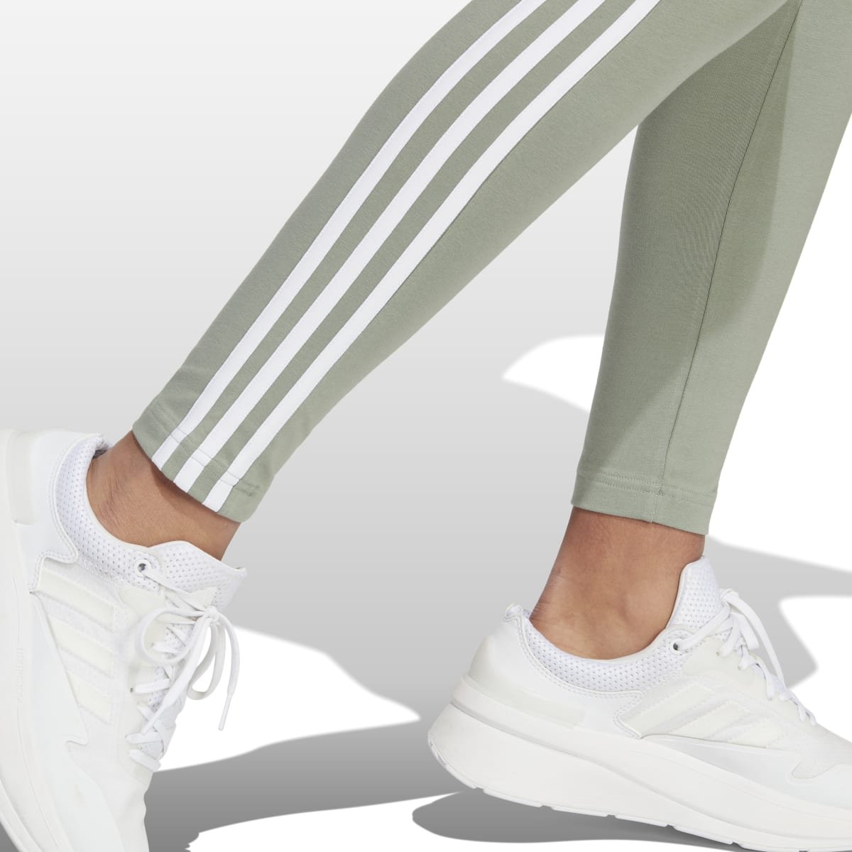 Calça Legging Adidas 3 Stripes Feminina Bege - FutFanatics