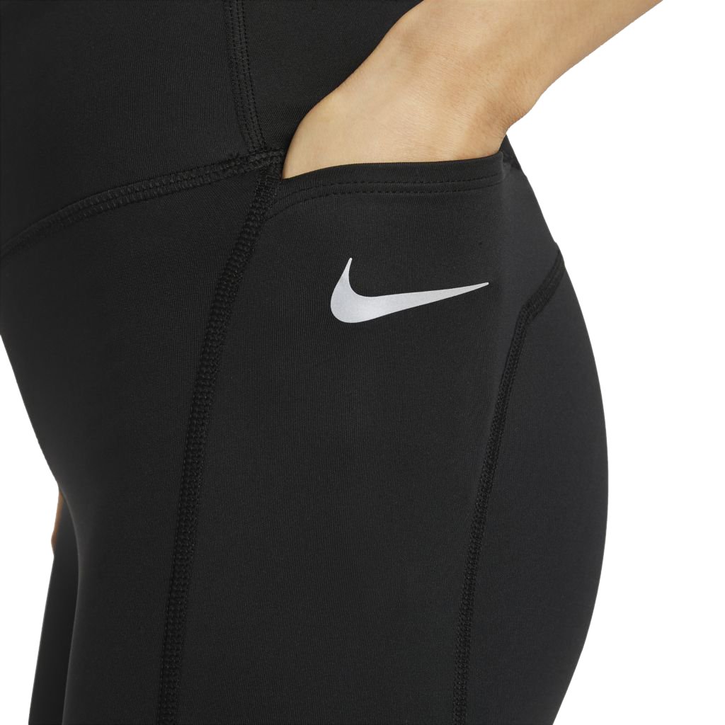 Plus Size - Legging Nike Dri-FIT Fast Swoosh Feminina - Preto+Branco